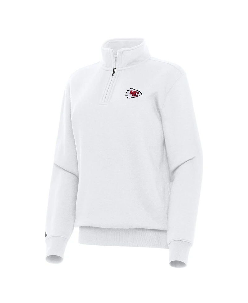 Antigua Women's White Kansas City Chiefs Victory Quarter-Zip Top