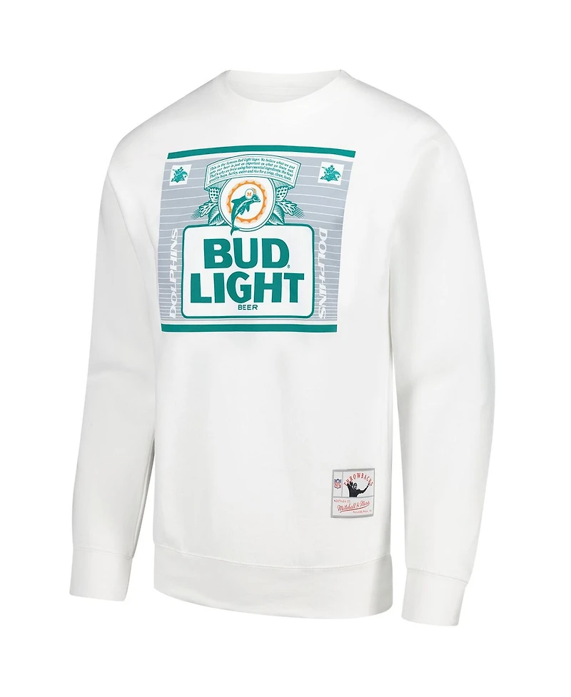 Mitchell & Ness Men's x Bud Light White Miami Dolphins The Crest Pullover Sweatshirt