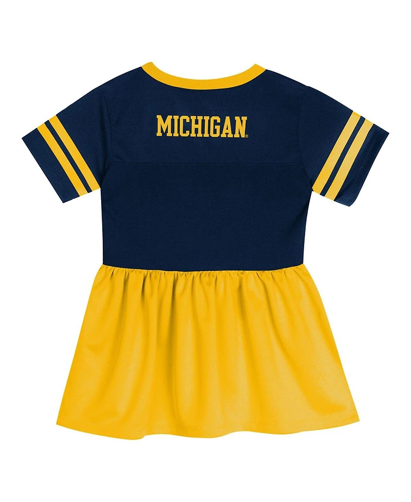 Outerstuff Girls Preschool Navy/Maize Michigan Wolverines Stadium Lights Fashion Jersey Dress