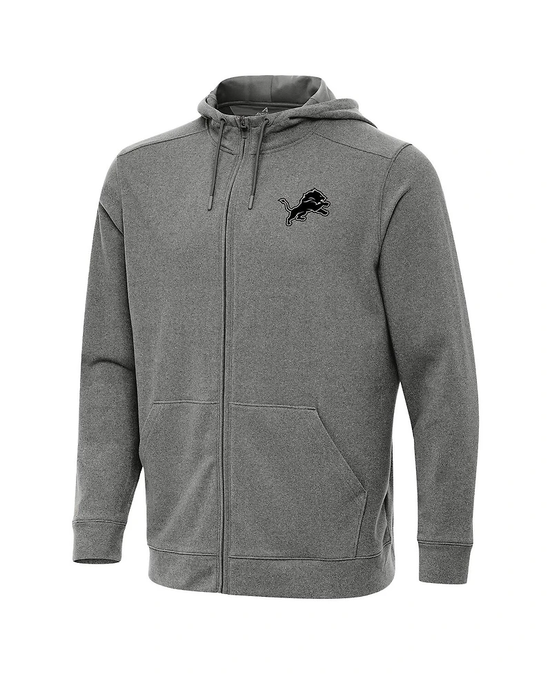 Antigua Men's Heather Black Detroit Lions Effortless Full-Zip Hoodie Jacket