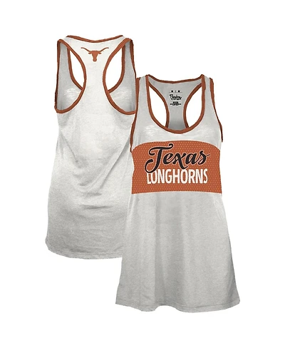 Pressbox Women's White/Burnt Orange Texas Longhorns Tracy Racerback Burnout Tank Top