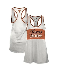 Pressbox Women's White/Burnt Orange Texas Longhorns Tracy Racerback Burnout Tank Top