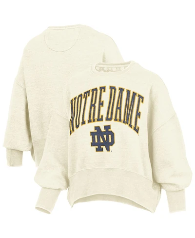 Pressbox Women's Natural Notre Dame Fighting Irish Oversized Waist-Length Crewneck Sweatshirt