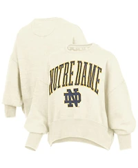 Pressbox Women's Natural Notre Dame Fighting Irish Oversized Waist-Length Crewneck Sweatshirt