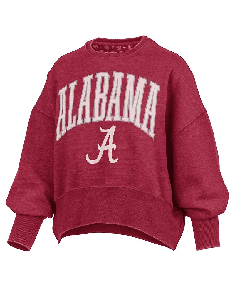 Pressbox Women's Crimson Alabama Tide Oversized Waist-Length Crewneck Sweatshirt