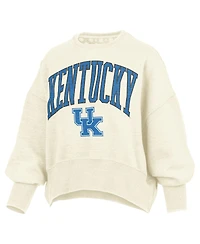 Pressbox Women's Natural Kentucky Wildcats Oversized Waist-Length Crewneck Sweatshirt