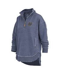 Pressbox Women's Navy Notre Dame Fighting Irish Northfork Sojourn Poncho Quarter-Zip Sweatshirt