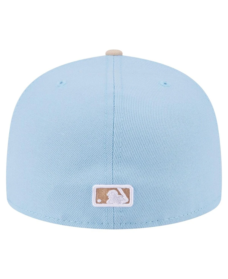 New Era Men's Light Blue/Cream Atlanta Braves Two-Tone Color Pack A-Frame 59FIFTY Fitted Hat