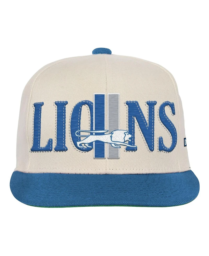 Mitchell & Ness Big Boys and Girls Cream/Blue Detroit Lions Across the Board Vintage Snapback Hat