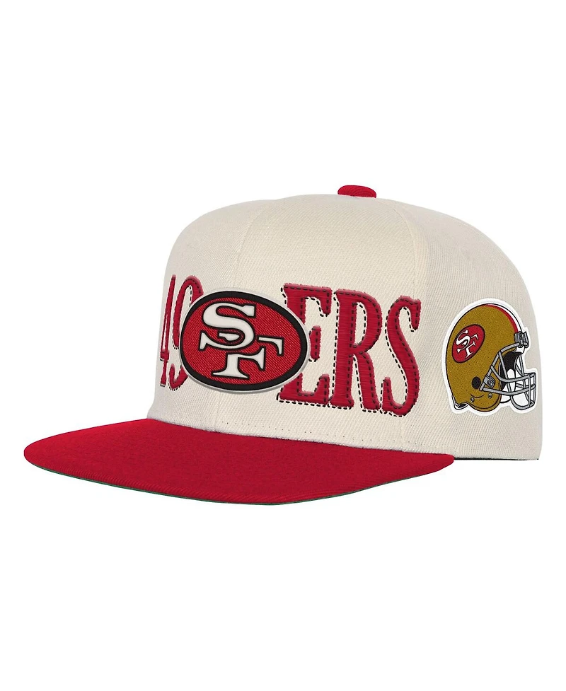 Mitchell & Ness Big Boys and Girls Cream/Scarlet San Francisco 49ers Across the Board Vintage Snapback Hat