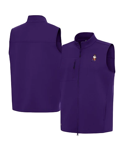 Antigua Men's Purple Clemson Standing Tiger Golf Demand Full-Zip Vest