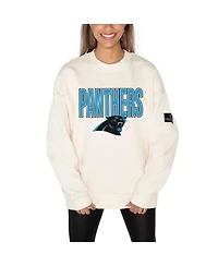 Gameday Couture Women's Cream Carolina Panthers Premium Fleece Oversized Drop Shoulder Pullover Sweatshirt