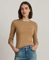 Lauren Ralph Petite Cotton Long-Sleeve Crewneck Top