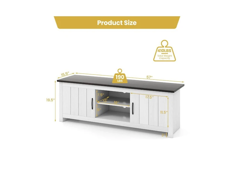 Slickblue Tv Stand with 2 Cabinets and Open Shelves for TVs up to 65 Inch