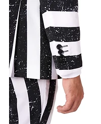 OppoSuits Men's Beetlejuice Premium Costume - 80s Halloween Outfit Slim Fit Black White Includes Blazer, Pants and Tie