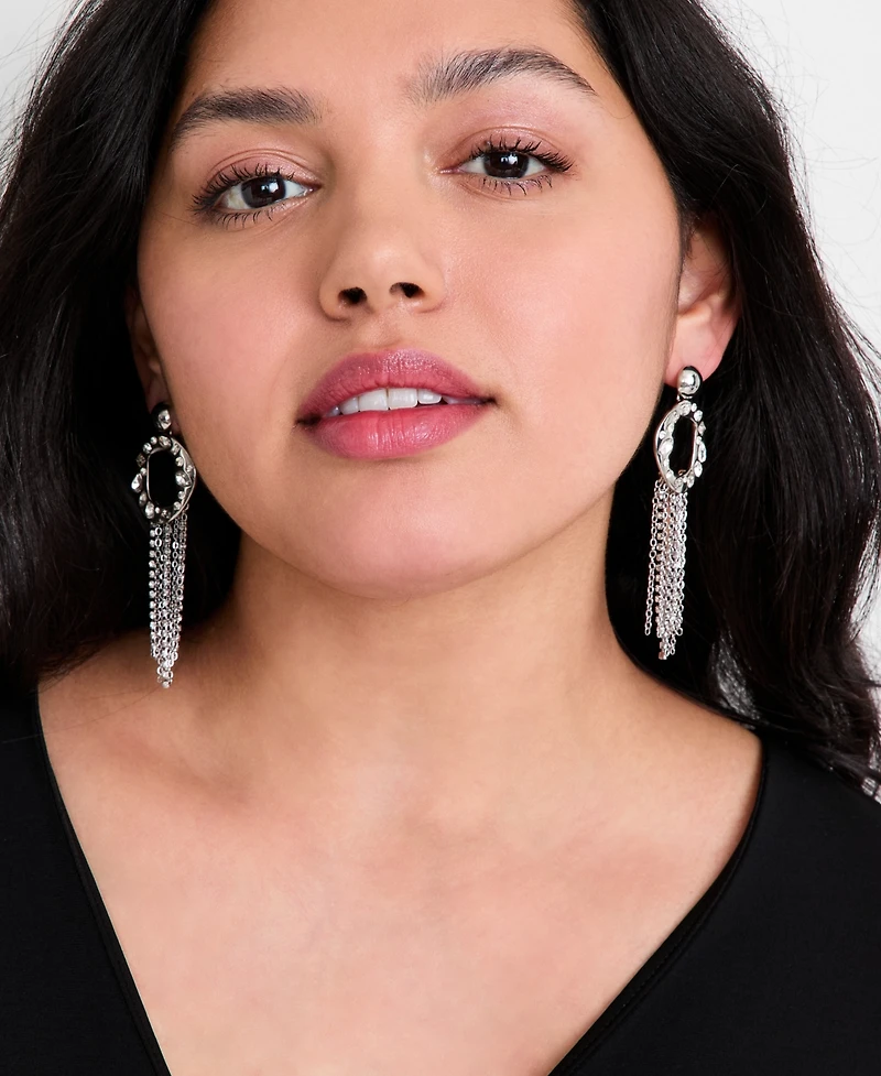 I.n.c. International Concepts Crystal Circle & Fringe Statement Earrings, Macy's Exclusive