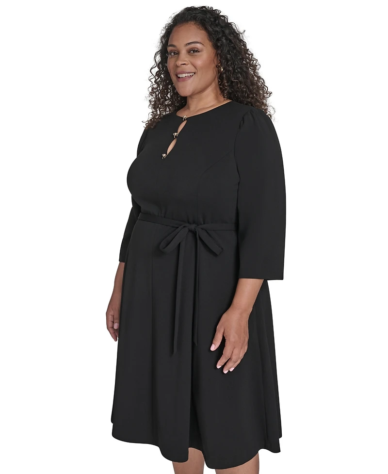 Jessica Howard Plus Jewel Neck Fit and Flare Dress