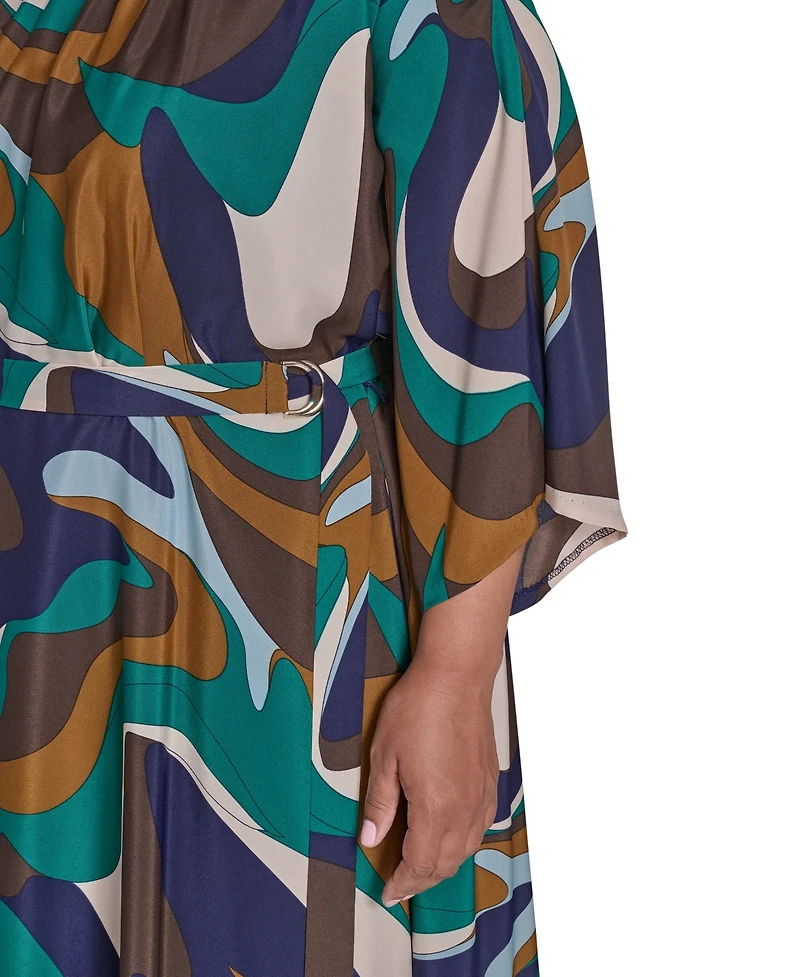 Jessica Howard Plus Dolman Sleeve Jewel Neck Belted Dress