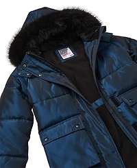 Kensie Girl Big Girls Iridescent Hooded Puffer Jacket