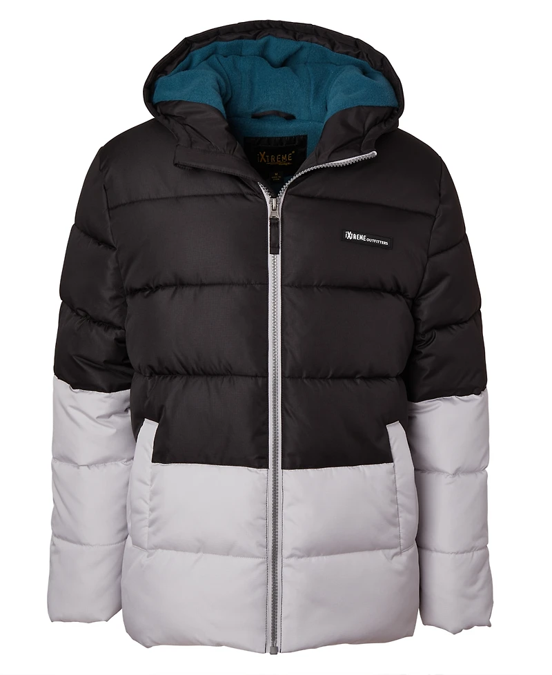 Ixtreme Toddler and Little Boys Color Blocked Ripstop Puffer Jacket with Beanie