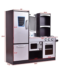 Akiudex Kids Wooden Modern Kitchen Cooking Pretend Play Set