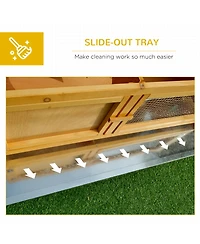 PawHut Wooden Rabbit Hutch Bunny Cage with Openable Waterproof Roof