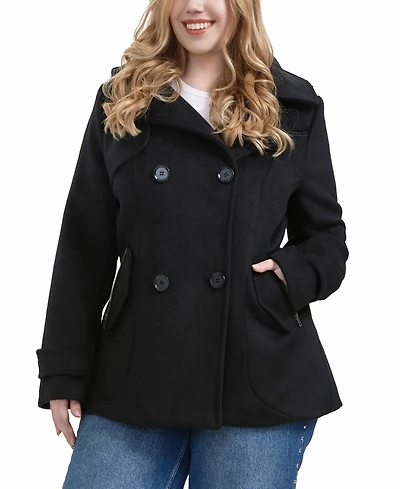 Bgsd Women's Plus Piper Wool Blend Hooded Pea Coat