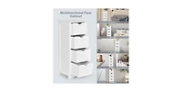 Modern Farmhouse Bathroom Floor Cabinet with 4 Drawers in Wood Finish
