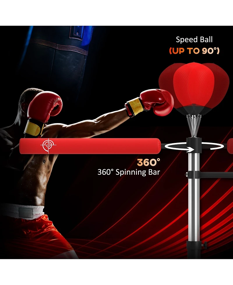 Soozier 4-in-1 Punching Bag Sd w/ 2 Speedballs, 360° Relax Bar,