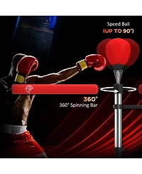 Soozier 4-in-1 Punching Bag Sd w/ 2 Speedballs, 360° Relax Bar,