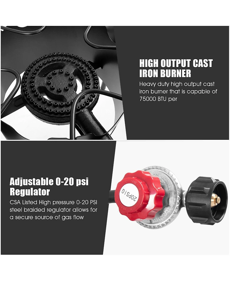 Portable Propane 225,000-btu 3 Burner Gas Cooker Outdoor Camp Stove Bbq