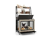 Akiudex 2-in-1 Dog Crate with Storage and Flip-Top Access