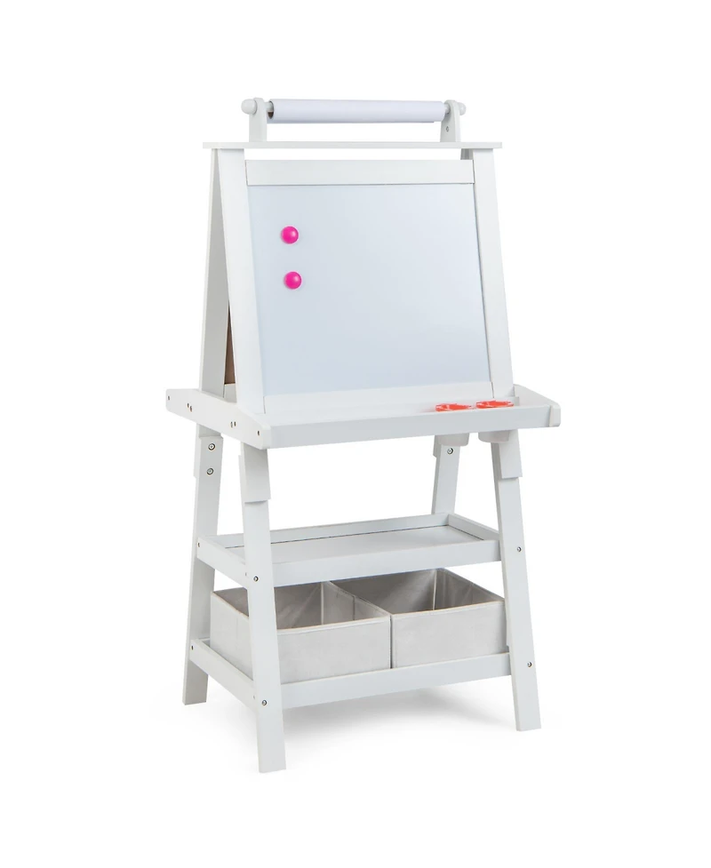 Akiudex 3 in 1 Wooden Art Easel with Double Sided Board and Storage for Kids