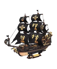 Robotime 3D Puzzles, Wooden Puzzle with Pirate Ship Theme, Building Toys for Kids Adults, Black, 18.5"7.1"15.4