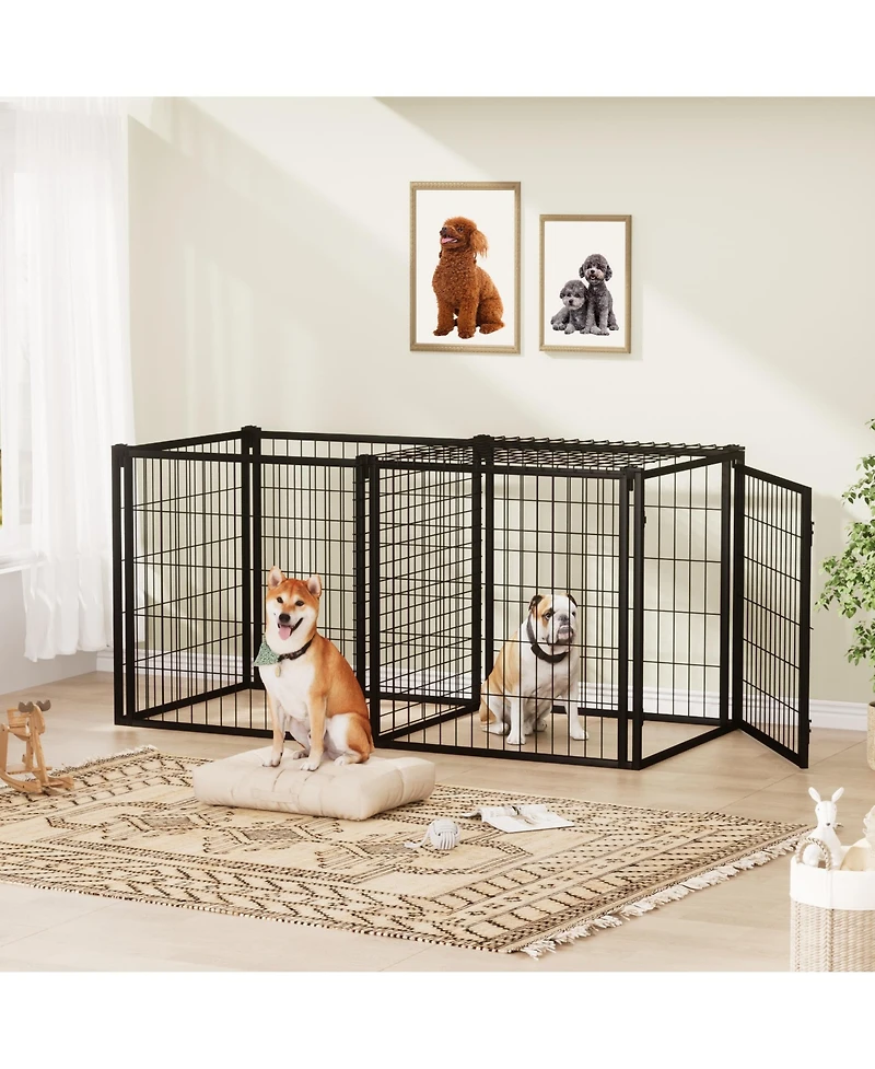 Aostirmotor 63 in. L x 29.9 in. W x 31.9 in. H. Dog Crate 63" Dog Kennel for Small Medium Dogs, Puppy Dog Playpen with Top in Black.