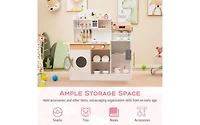 Akiudex Kids Wooden Kitchen Set with Drink Station and Accessories