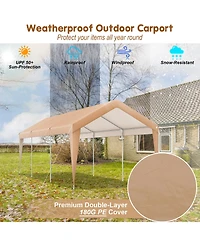 Akiudex 10x20 Ft Heavy-Duty Carport with Removable Sidewalls and Pe Canopy Cover