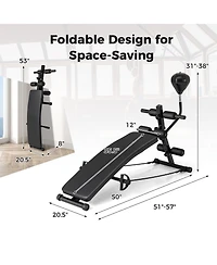 Akiudex Adjustable Sit Up Bench with Speedball and Resistance Bands for Home Workout