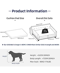 Bingopaw Large Dog Cat Pet Elevated Raised Bed Sofa for All Breed Super Soft Mat Pad