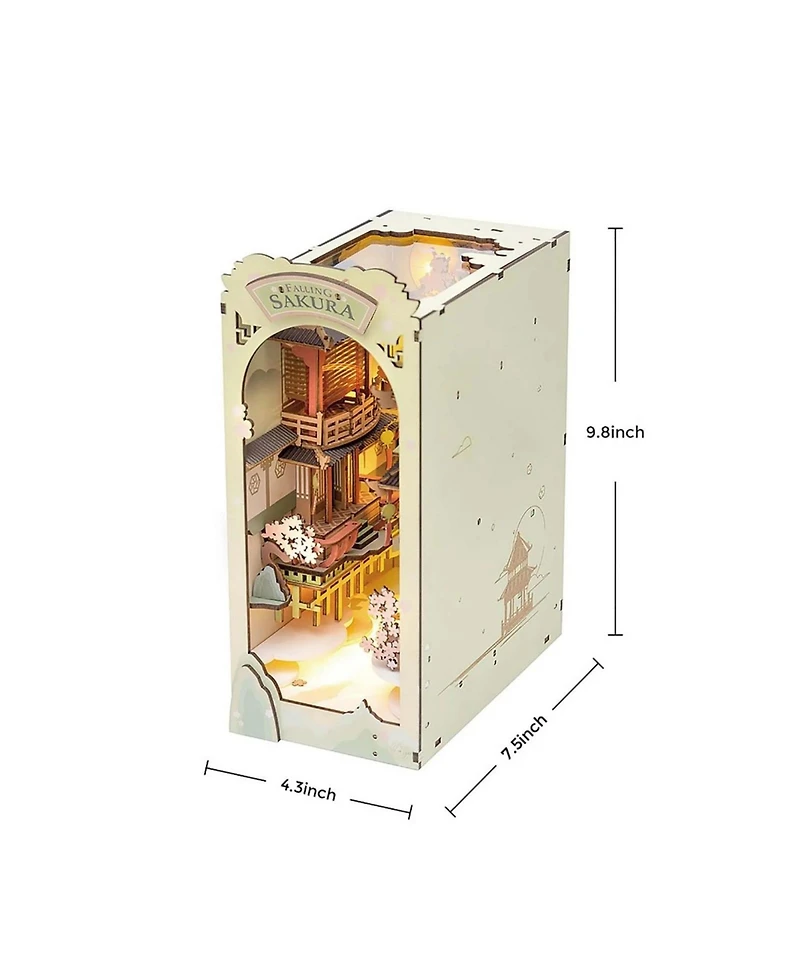 Robotime 3D Jigsaw Puzzle Diy Book Nook Kit,Diy Dollhouse Bookend Stand Diy Bookshelf Insert Decor Gift for Teen Adults, 4.3"7.5"9.8"