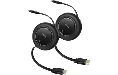 Baseus Usb C Cable, 100W 2-Pack 6.6ft Retractable Usbc to Usbc Fast Charging Cable, 7-Stage Length Preset Retractable Type C Cord