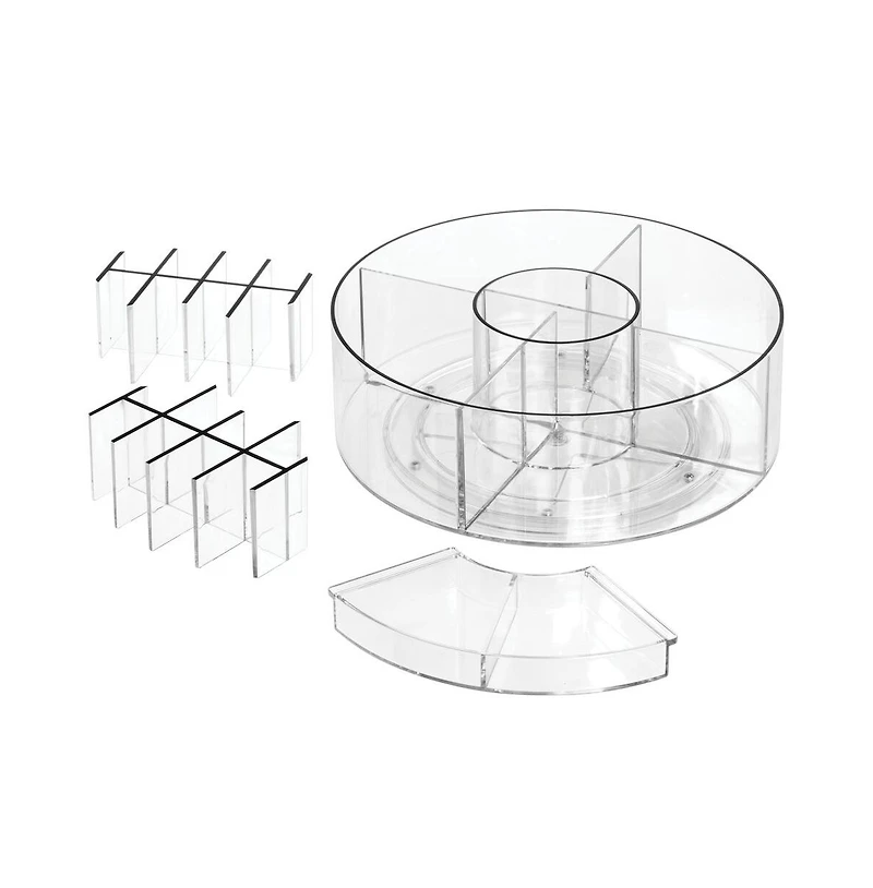 iDesign Rotating Makeup Organizer with Dividers - Clear