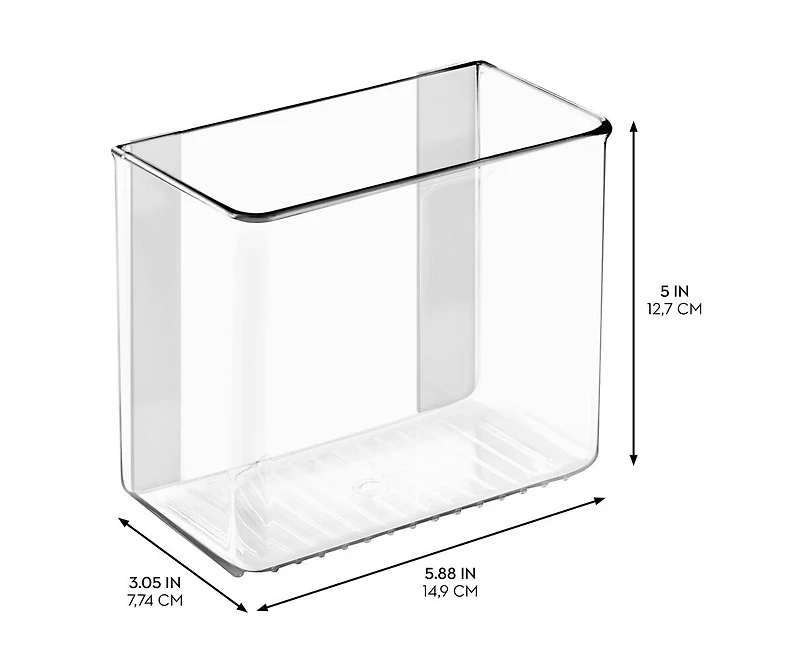 iDesign Adhesive Organizer Bin for Kitchen - Set of 4 - Clear