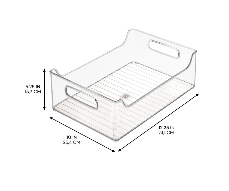 iDesign Plastic Stackable Pantry Bin with Handles, Set of 2, Clear, Made in Usa