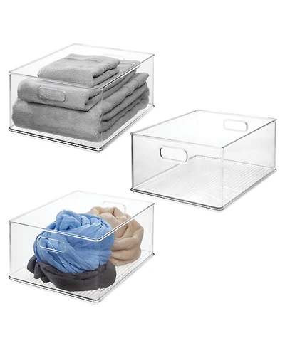 iDesign Plastic Pantry Storage Bin with Handles - Set of 3 - Clear