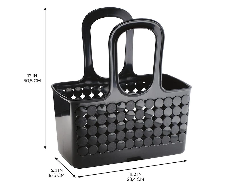 iDesign Portable Shower Tote for Dorm or Bathroom, Set of 3, Black, Made in Usa