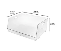 iDesign Stackable Open-Front Bin with Handles, Set of 2, Clear, Made in Usa