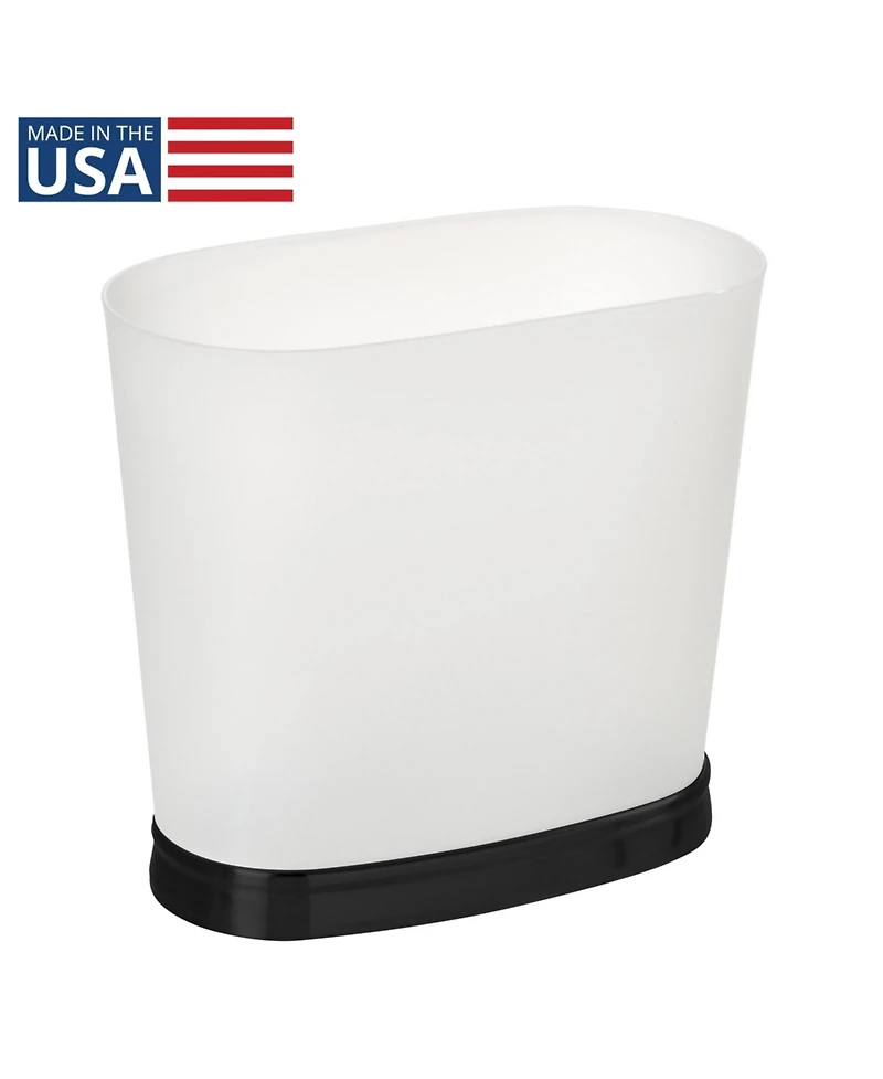 iDesign mSmall Oval Bathroom Trash Can - Frost/Matte Black - Made in Usa