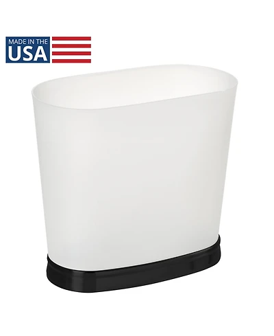 iDesign mSmall Oval Bathroom Trash Can - Frost/Matte Black - Made in Usa