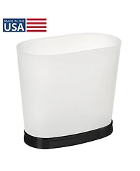 iDesign mSmall Oval Bathroom Trash Can - Frost/Matte Black - Made in Usa